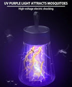 Mosquito Zapper, Hanging Rechargeable Bug Zapper Mosquito Killer Lamp - Portable UV Insect Trap for Indoor/Outdoor, USB-Powered with Grid for Camping, Bedroom, Patio, Kitchen