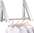 IN VACUUM Clothes Drying Rack Folding Indoor, Folding Drying Racks for Laundry Room Closet Storage Organization, Aluminum, Easy Installation (2 Racks with Rod, Sliver)