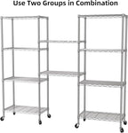 SINGAYE 5 Shelves Storage Shelf Wire Closet Bathroom Organizers Metal Pantry Kitchen Garage Shelving Unit Laundry Room Organization Home Rack Net Basket White with Wheels