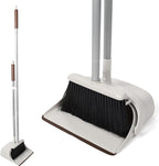 54" Long Handled Broom and Dustpan Set - Perfect Dust Pan and Brush Combo for Efficient Cleaning, Brown and White