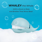 Whaley Whale Dish Brush – Cute Whale Scrub Brush for Dishes & Veggies, Palm Cleaning Brush, Funny Kitchen Gadget, Sink Accessories, Unique Gifts for Women, Housewarming or White Elephant Gifts