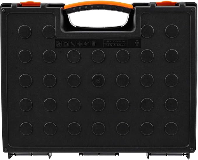 Amazon Basics 19-Removable Compartment Organizer, Black, Orange, 16.5 x 13.2 x 2.4 inches