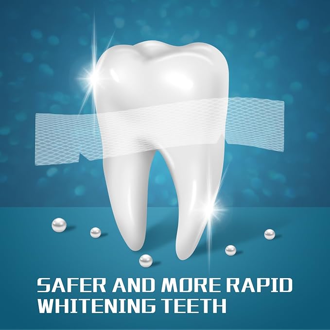 Teeth Whitening Strip 14 Treatments - Whitening Strips for Sensitive People, Fast Remove Smoking, Coffee, Wine Stains, Teeth Brightening Kit Pack of 28 Non-Slip Strips