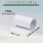 PATIKIL Awning Repair Tape 8m x 20cm Waterproof Canvas Tape High Adhesive Tear Repair Patch Kit for PVC Tarpaulin Tent Awning Fabric RV Sail Boat Cover, White (7.87" x26.24ft)
