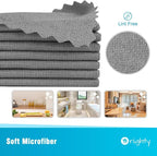 Orighty Grey Microfiber Cleaning Cloth, 24 Pack Highly Absorbent Cleaning Rags, Microfiber Towels for Cars, Household Cleaning Supplies, Reusable Lint Free Cloths for House, Kitchen, 12 x12 inch