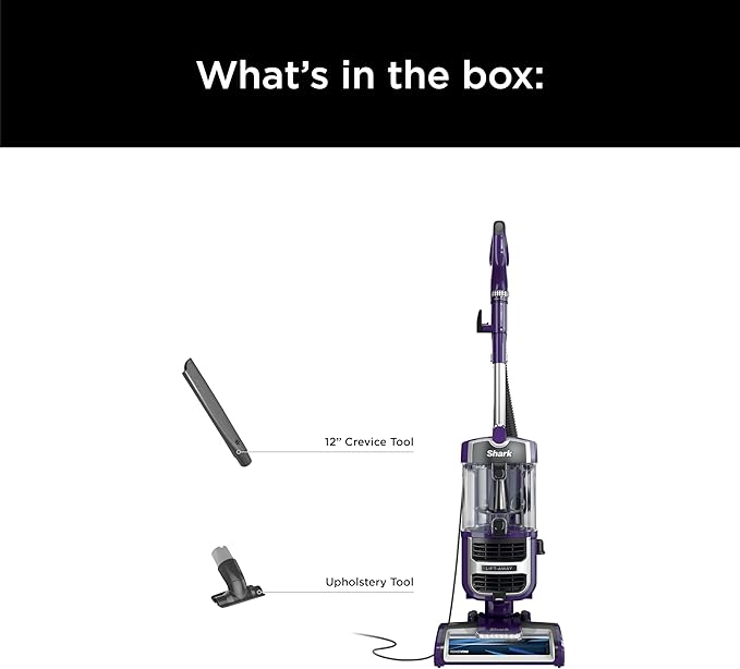 Shark Lift-Away Upright Vacuum with Powerfins, Self-Cleaning Brushroll, Anti-Allergen Complete Seal Technology, No Hair Wrap, LED Headlights, and Advanced Swivel Steering, Eggplant, ZD201
