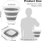 Collapsible Bucket 5L, Foldable Mop Bucket Car Wash Buckets with Handle for Cleaning Supplies, Portable Sink Wash Basin Storage Bin Ice Tub for Fishing Beach Outdoor Camping Kitchen RV Accessories