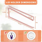 Tumbler Lid Organizer, Horizontal Tumbler Lid Storage Hook Up to 10 Lids, Space Saving Cup Lid Holders Under Cabinet Tumbler Lid Hook for Kitchen Organizer and Storage, Paper Towel Rack Hanger (Pink)