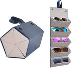 Kenpal Sunglasses Storage Organizer Holder Foldable Travel Case with 5 Slot Compartments for Multiple Glasses