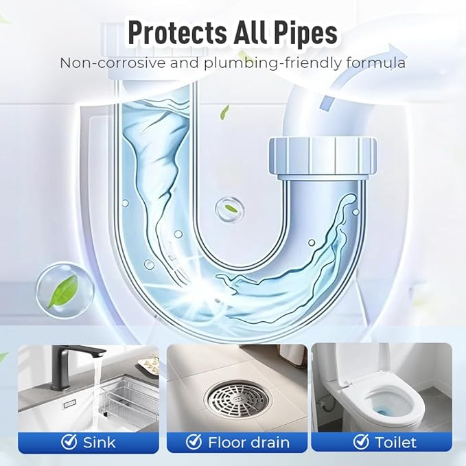 Drain Clog Remover Powerful Unclogging Sink Hair Cleaner for Kitchen, Shower Pipes and Drains (White 2PCS)