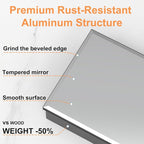 40x30 Inch Medicine Cabinet with Mirror, Aluminum Bathroom Mirror Cabinet, Beveled Edge Mirrored Door, Adjustable Shelves, Surface or Recessed Mount Bathroom Mirrors with Storage, Triple Door,Black