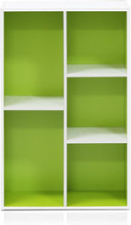 Furinno Luder Bookcase / Book / Storage , 5-Cube, White/Green