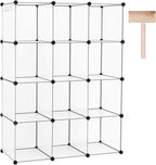 C&AHOME Cube Storage Organizer, 12-Cube Closet Cabinet Organizer, DIY Cube Shelf, Plastic Stackable Bookshelf, Modular Shelving Units Ideal for Home, Office, 36.6" L x 12.4" W x 48.4" H White SHS3012A
