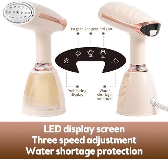 Handheld Steamer for Clothes 1500W 20s Heatup Fabric Wrinkles Remover Portable Handheld Garment Steamer with Removable Water Tank and Fabric Brush Steamer for Garments(champagne)