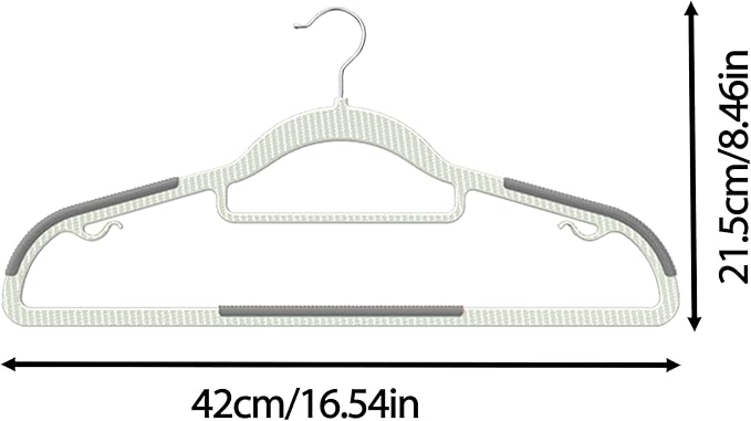 20 Pack Heavy Duty Plastic Hangers, Non Slip Clothes Hangers with Rubber Pads and 360° Hook - Thin Space Saving Hanger, Closet Organizer for Shirt, Pants, Suit, Skirt,Coat - Gray