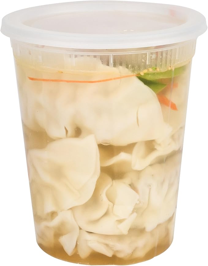 Restaurantware Plastic Food Container 100 Pack of 40 oz Clear Microwave-Safe Storage Container With Lid Leakproof Round Shape Disposable Freezer-Safe