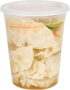 Restaurantware Plastic Food Container 100 Pack of 40 oz Clear Microwave-Safe Storage Container With Lid Leakproof Round Shape Disposable Freezer-Safe