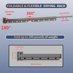 Clothes Drying Rack, Retractable and Foldable Laundry Drying Rack Wall Mount for Indoor, Space Saver Clothes Hanging Rack for Laundry Room, Balcony, Closet, Bedroom(Double-Fold), Black