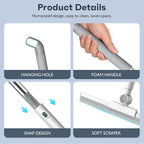 nacena Floor Squeegee, 52-in Adjustable Long Handle Squeegee for Floor Water Removal 180° Rotatable Head Squeegee Broom for Cleaning Window Shower Glass Tile Garage Concrete Pet Hairs, Grey&White