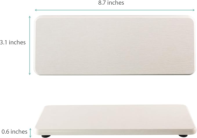 2 Pcs Water Absorbing Stone Trays, Kitchen/Bathroom Sink Soap Dish, Diatomite Tray Used for Hand Soap & Cosmetic Bottles in The Modern Home, 3.15" W x 8.7" L, White