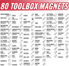 Toolbox Organization Magnetic Labels-80 Large Tool Chest Organizer Labels-Strong Magnets-Fits All Brands of Steel Tool Box Drawers(White 3.125x1.0 in)