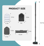 nacena Shower Scrubber with Long Handle, 4 in 1 Tile Tub Scrubber Brush with 3 Detachable Cleaning Heads and V-Shaped Grout Brush Shower Cleaner Brush for Bathroom Kitchen Toilet Tub Sink Wall, Black