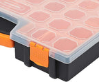 Amazon Basics 19-Removable Compartment Organizer, Black, Orange, 16.5 x 13.2 x 2.4 inches