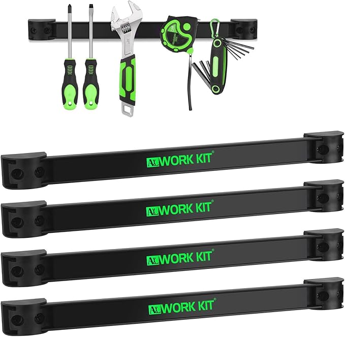 ALWORKKIT Magnetic Tool Holder 12" (4 Pack) - Wall-Mounted Alloy Steel Organizer Bars for Garage, Workshop, Tools Storage Mounting w/Screws.