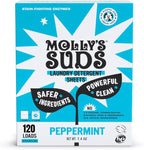 Molly’s Suds Laundry Detergent Sheets | Gentle on Sensitive Skin, Powerful Bio-Based Enzymes, Stain-Fighting | Liquidless & Plastic-Free Packaging | 120 Loads (Peppermint)