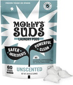 Molly's Suds Laundry Detergent Pods | Clean Detergent for Sensitive Skin | Ultra Concentrated and Stain Fighting | Unscented - 60 Count