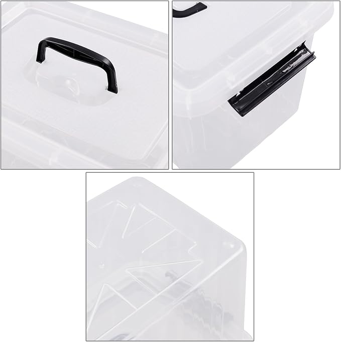 Cand 12 Quart Plastic Latching Box, Clear Storage Bin with Lid, 6 Packs