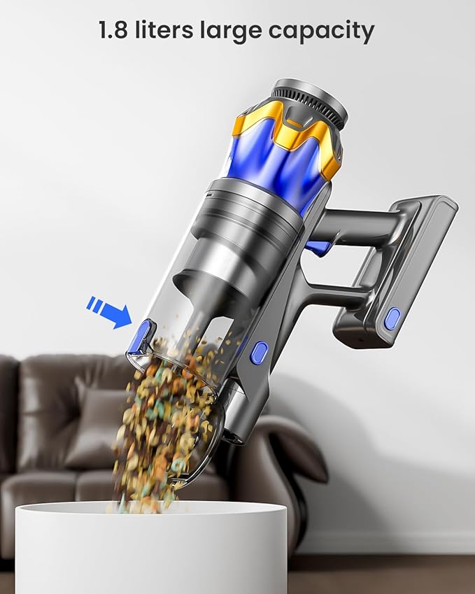 Cordless Vacuum Cleaner, Upgraded 580W 48KPA 65Mins Cordless Stick Vacuum Cleaner with Self-Standing and Touch Screen, Anti-tangle Wireless Vacumm, Vacuum Cleaners for Home/Pet Hair/Carpets/Floors