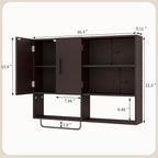 Wooden Bathroom Organizers, Over The Toilet Storage Cabinet with 2 Doors, Adjustable Shelves & Towel Bar, Wall Mounted Medicine Cabinet for Kitchen & Laundry, Espresso