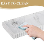 Silicone Bathroom Tray Small Vanity Organizer Rectangle Sink Caddy Sponge Holder Kitchen Counter Decor for Dish Soap, Perfume, Candle, Marble