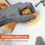 Full Circle Bubble Up Bamboo Dish Brush–Family Safe, Formaldehyde-Free–Ergonomic Palm Scrubber with Handle for Kitchen Cleaning,Dish Scrub Brush for Nonstick,Cast Iron & Sink,Gray,2 Pk