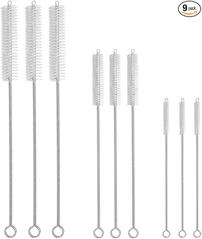 9-Piece Straw Cleaner Brush Kit - for Stanley Mug 40, 30, 20 oz, (3-Size) Extra Long Pipe Cleaners, Straw Cleaning Brush for Tumbler, Sippy Cup, Bottle and Tube