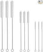 9-Piece Straw Cleaner Brush Kit - for Stanley Mug 40, 30, 20 oz, (3-Size) Extra Long Pipe Cleaners, Straw Cleaning Brush for Tumbler, Sippy Cup, Bottle and Tube