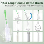 XYFuuee 5 Pack Bottle Brush Set, 5 in 1 Water Bottle Cleaning Brush, Long Handle Narrow Wine Cup Cleaner, 3 Straw Brushes for Stanley, Travel Nipple Lid Gap Detail Washer Brush