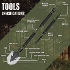 Folding Camping Shovel - Portable Survival Military Tool with Multi-Function Gear for Emergency & Adventure - Collapsible Shovel for Outdoor Camping & Hiking