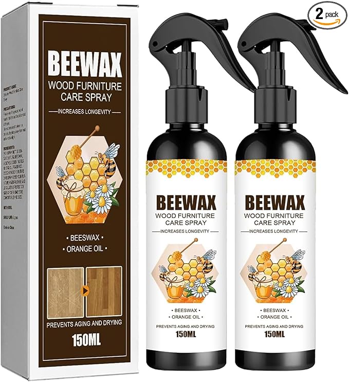 MOODTALK Beeswax Spray Furniture Polish, Wood Cleaner, Wood Floor Polish - For Living Room, Kitchen and Wooden Furniture Floors (Pack of 2) (150 ml)