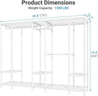VIPEK V50 White Closet Rack, Extra Large Heavy-Duty Freestanding Wardrobe with Adjustable Shelves for Bedroom, Apartment, Walk-in Closet, 1300 lb Capacity