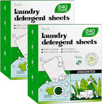 Soulink Laundry Detergent Sheets Unscented 480 Loads (2 pack)，Eco Friendly Detergent Sheets for Travel & Home - No Plastic Jug Liquidless Soap Strips, Plant-based, Hypoallergenic.