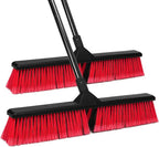 2PK 24" Push Broom Outdoor with 63" Long Handle and Stiff Bristles, Heavy Duty Outdoor Broom Brush for Workshop, Garage, Concrete, Patio and Deck Floor Sweeping