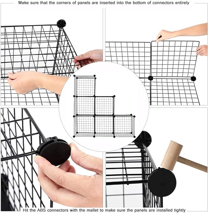 C&AHOME Wire Cube Storage, 6 - Cube Organizer Metal C Grids, Modular Shelves Units, Storage Bins Shelving, Closet Organizer, Ideal for Home, Office, Living Room, 36.6”L x 12.4”W x 36.6”H Black