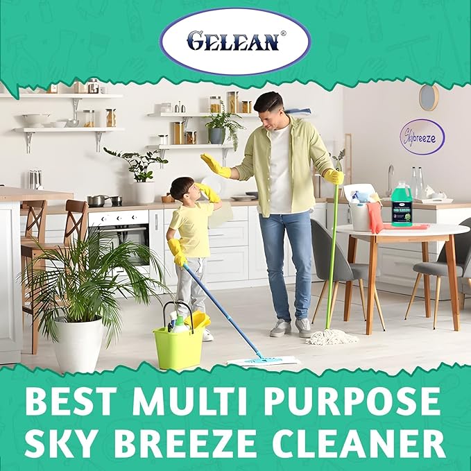 Multi Purpose Cleaner Pet Odor eliminator 64oz - Concentrate MAKES 32 GALLON - MADE IN USA- pH Neutral - Strong Floor Cleaner Odor eliminator - Stain Remover Cleaner & Deodorant (64 Fl Oz, Sky Breeze)