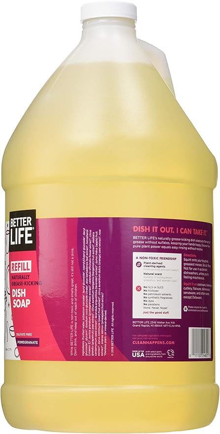 Better Life Sulfate Free Dish Soap Refill, Currant and Citrus, 128oz (Refill), Currant and Citrus, 128 Fluid Ounce