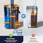 Mop and Bucket Set with Wringer, 3-Tank Flat Mop and Bucket System, Wall Mop Cleaner with Long Handle, Hands Free Mops for Floor Cleaning with 4 Microfiber Pads