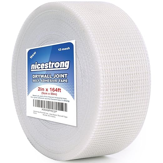Drywall Joint Tape (2inch X 164ft) Self Stick Repair Mesh Tape Fiberglass Drywall Patch Hole Heavy Duty Wall Repair Mesh Spackle Tape Wall Crack and Seam Repair