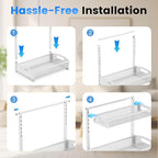 Metal Under Sink Organizer, Pull Out Cabinet Organizer Rack with Silk-Smooth Bottom Drawer, 5-Level Adjustable, Multi-Purpose Storage Shelf for Bathroom, Kitchen, Vanity, Pantry (2-Pack)