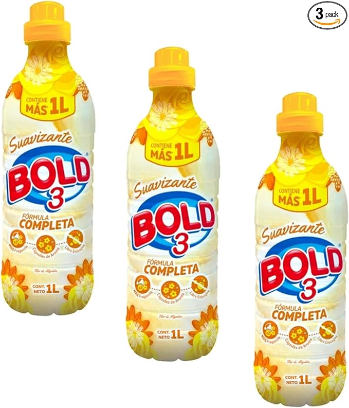 Flor de Algodón Fabric Softener, Suavizante, Fórmula Completa, 1L, 3 Pack